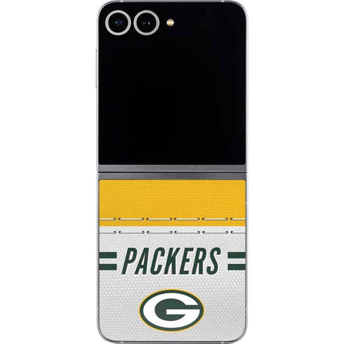 NFL Green Bay Packers White Striped Galaxy Z Flip6 Skin
